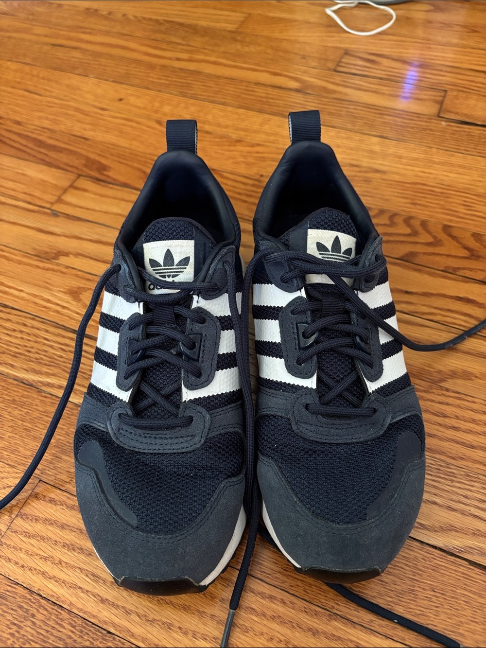 ADIDAS navy and white athletic shoes